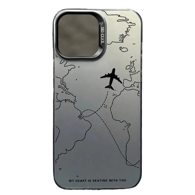 Travel-Inspired Airplane Phone Cover for iPhone 16 15 Pro Max 11 12 13 Mini 14 XS XR 7 8 Plus Shockproof Screen Protector Casing - Caseverse