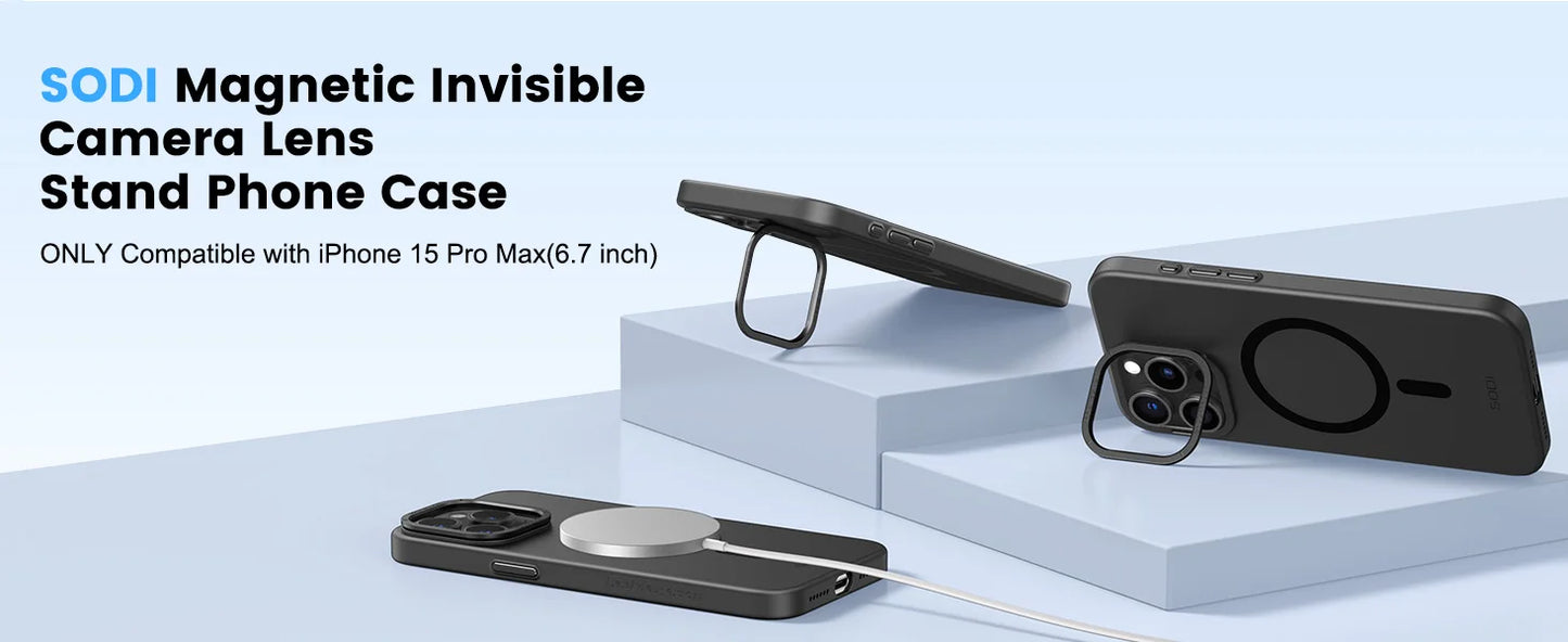 SODI Kickstand Case For iPhone 15 Pro Max Magnetic Phone Case Full Body Shockproof Cases Compatible With MagSafe SIP150