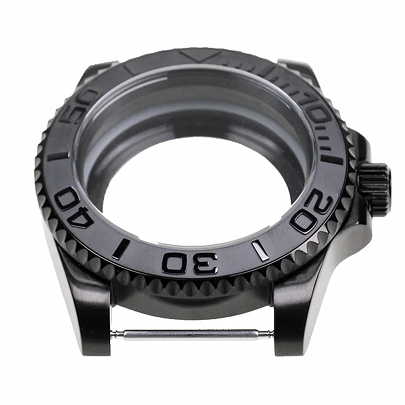 Black Yacht Design Style watch Case with Sapphire Crystal Water Resistant for NH35 Nh36 Automatic Mechanical Movement Watch Case