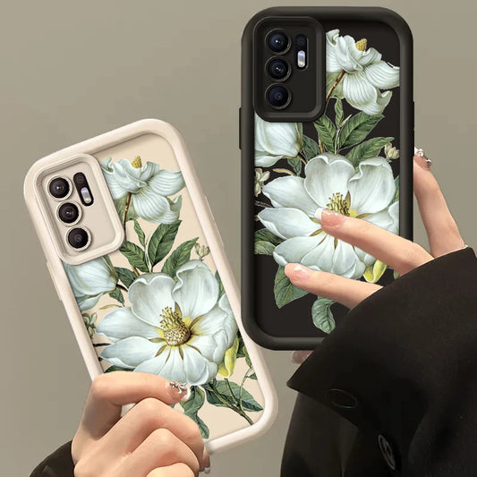 Flower Painted Phone Case For Oppo Reno 6 Pro Plus 5G Reno6 Silicone Anti Drop Soft Cover Funda - Caseverse
