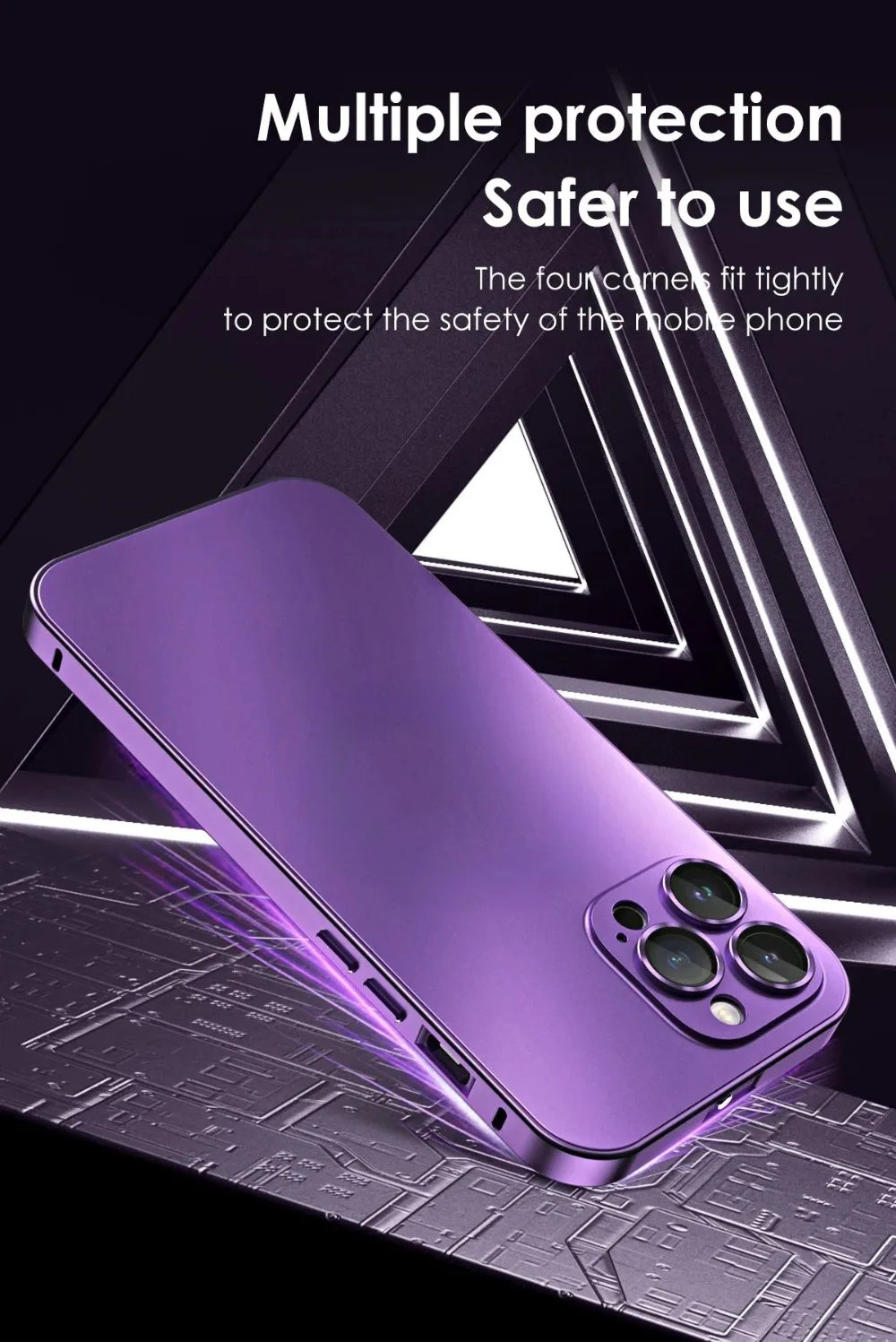 Luxury Aluminum Metal Frame Phone Case For iPhone 16 15 14 13 12 Pro Max Plus Camera Lens Glass Protect Shockproof PC Back Cover