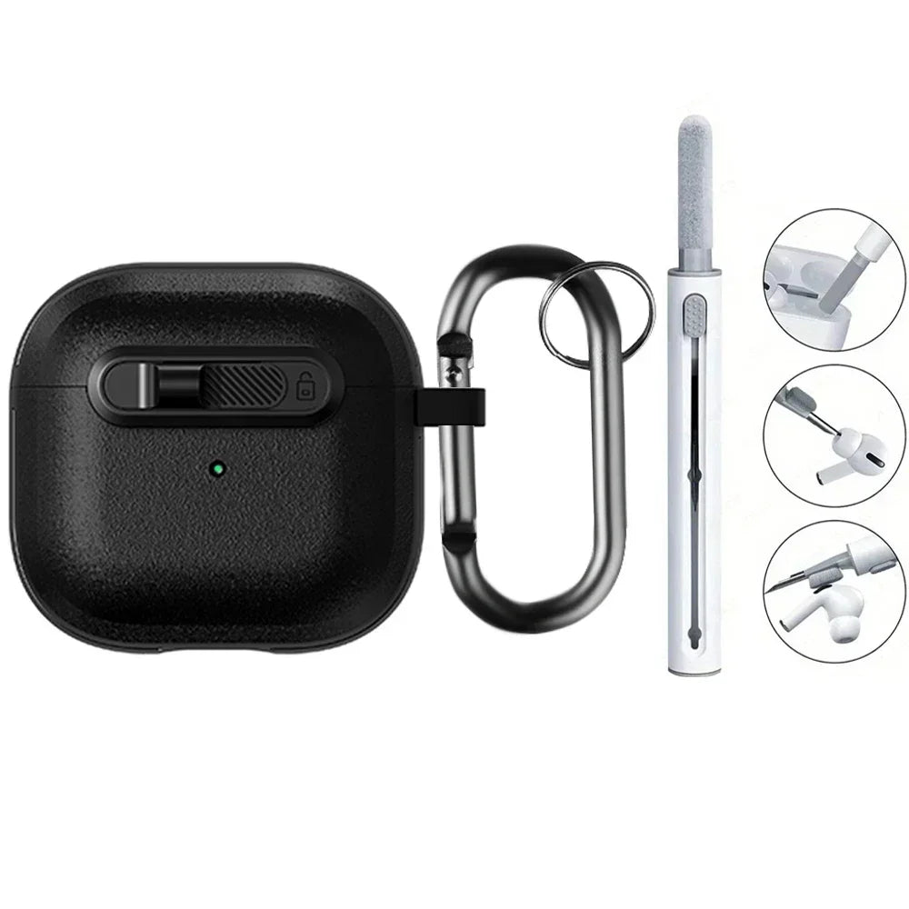 Frosted Earphone Case for Apple Airpods 4 with Cleansing Sets Wireless Headset Cover Magnetic Horizontal Lock Protective Covers
