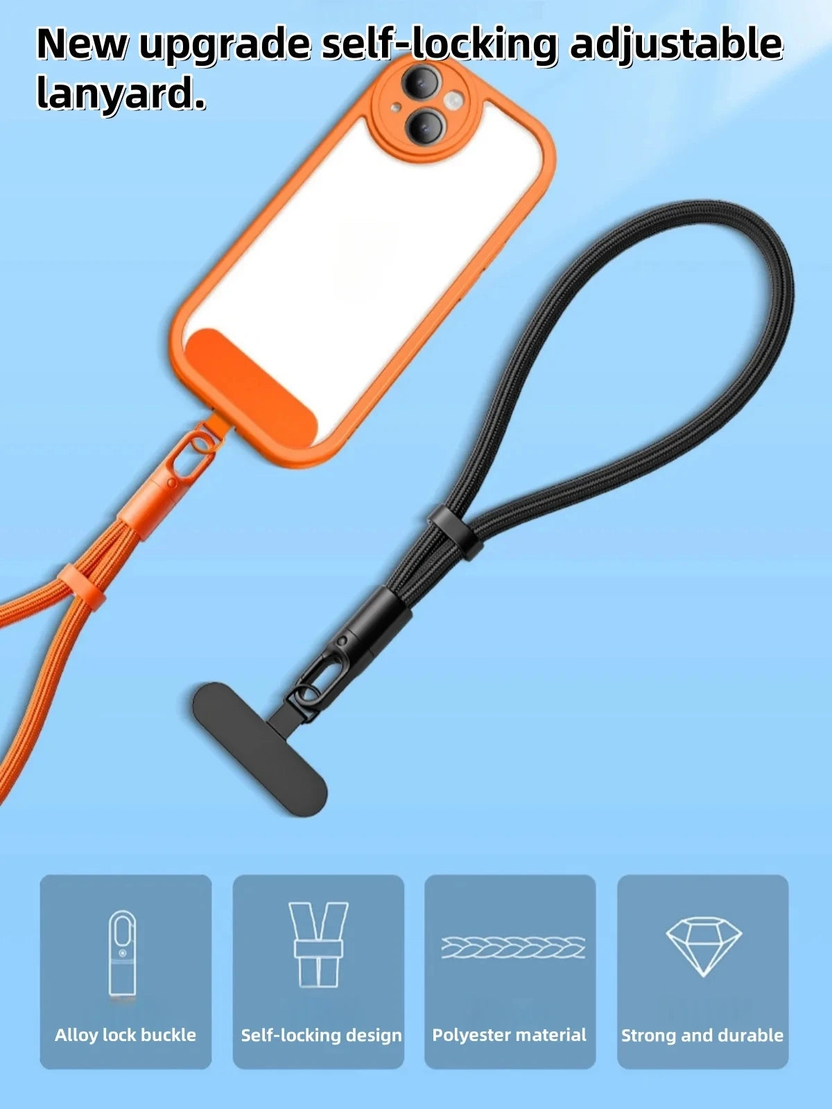 Lanyard - Adjustable Phone Strap Clip Holder for All Phone Case 7mm Thick (Neck & Shoulder & Crossbody / Wrist)