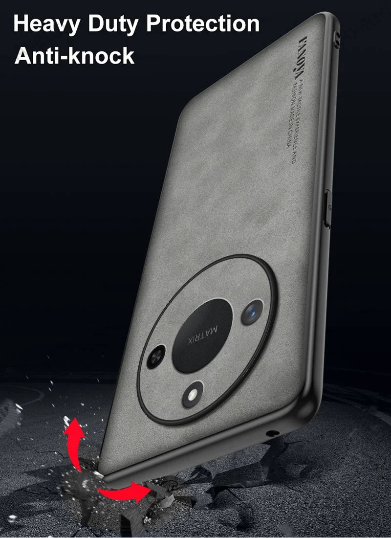 For Honor X9C Smart Case Luxury PU Leather Phone Case For Honor X9C Smart Back Cover Matte Silicone Shockproof Full Protection - Caseverse