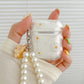 Wireless Bluetooth case for AirPods1/2 AirPods3 AirPods pro and pro2 tpu flower pattern earphone cover with imitation pearl chai