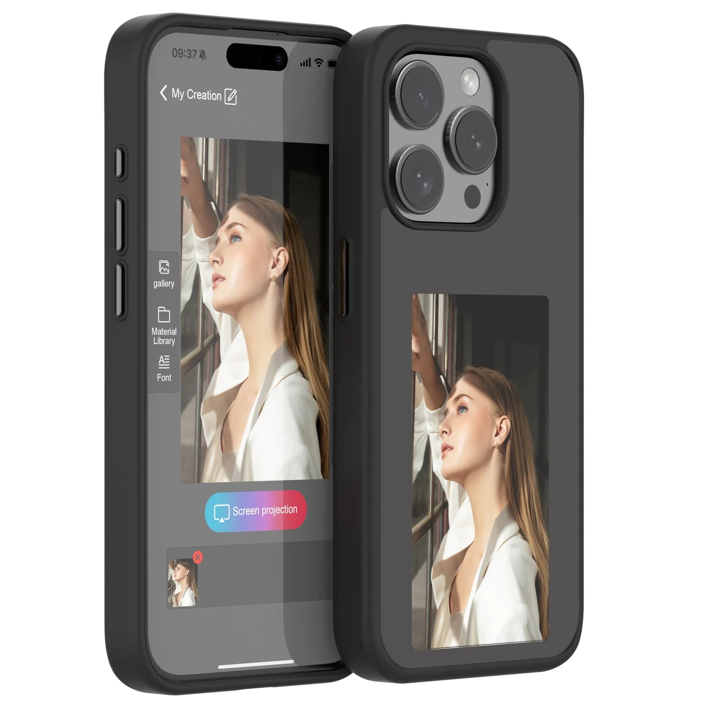 NFC Function Smart Phone Cases For iphone 16 15 14 13 Pro Max ink Screen DIY Wireless Transmission Screen Projection Phone Case - Caseverse