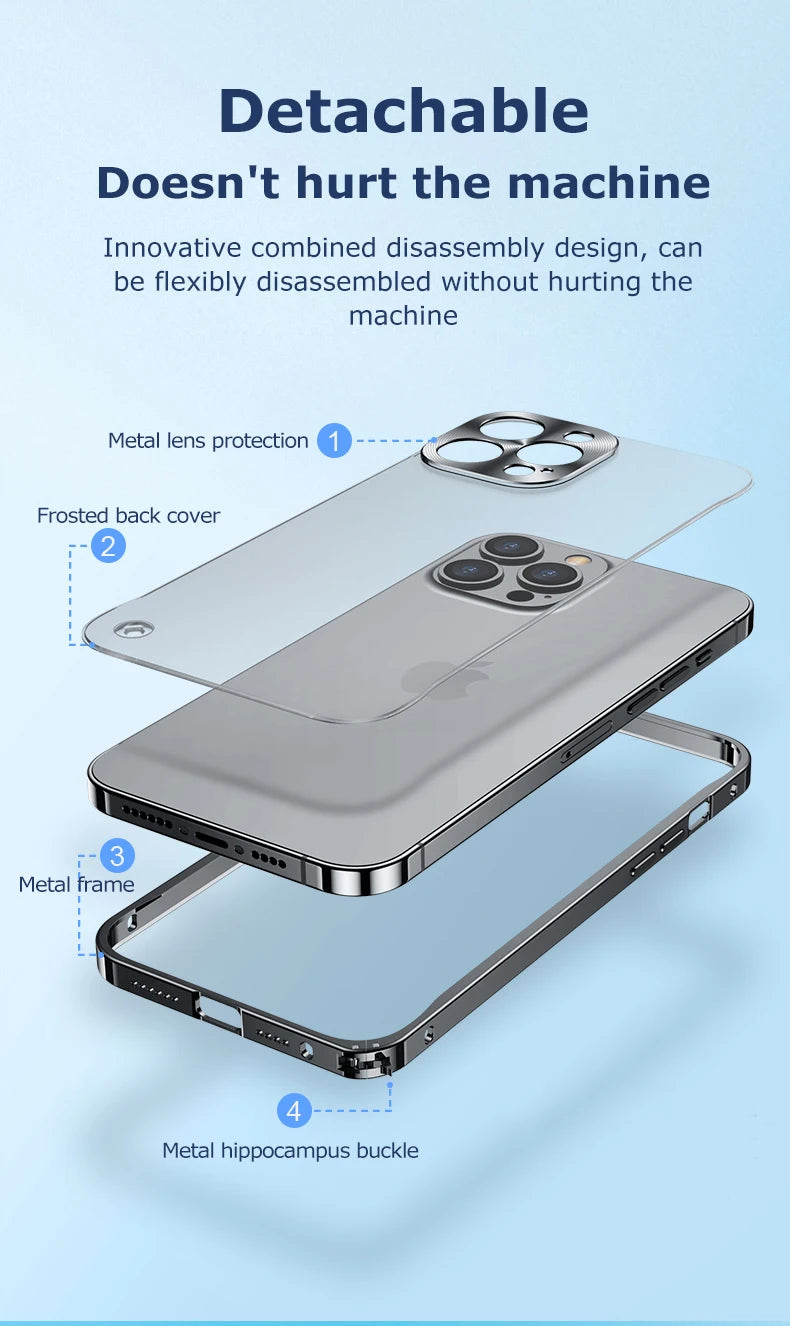 Metal Phone Cases For IPhone 12 13 14 15 16 Pro Max Plus Cover Magnetic Aluminum Frame Phone Shell For Iphone 13 Mini 14 15 Plus