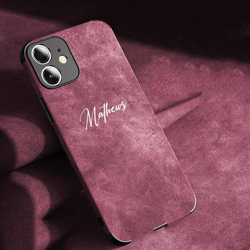 Personalized Luxury Leather Lambskin Case For iPhone 11 12 13 14 15 16 Pro Max Customized Name DIY Cover 11 12 13 14 15 Pro Max - Caseverse