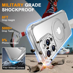 Case for iPhone 16/15/14/13 Pro Max 16 15 14 Plus, Built-in PET Screen Protector with Ring Holder Kickstand, Full Body Cover