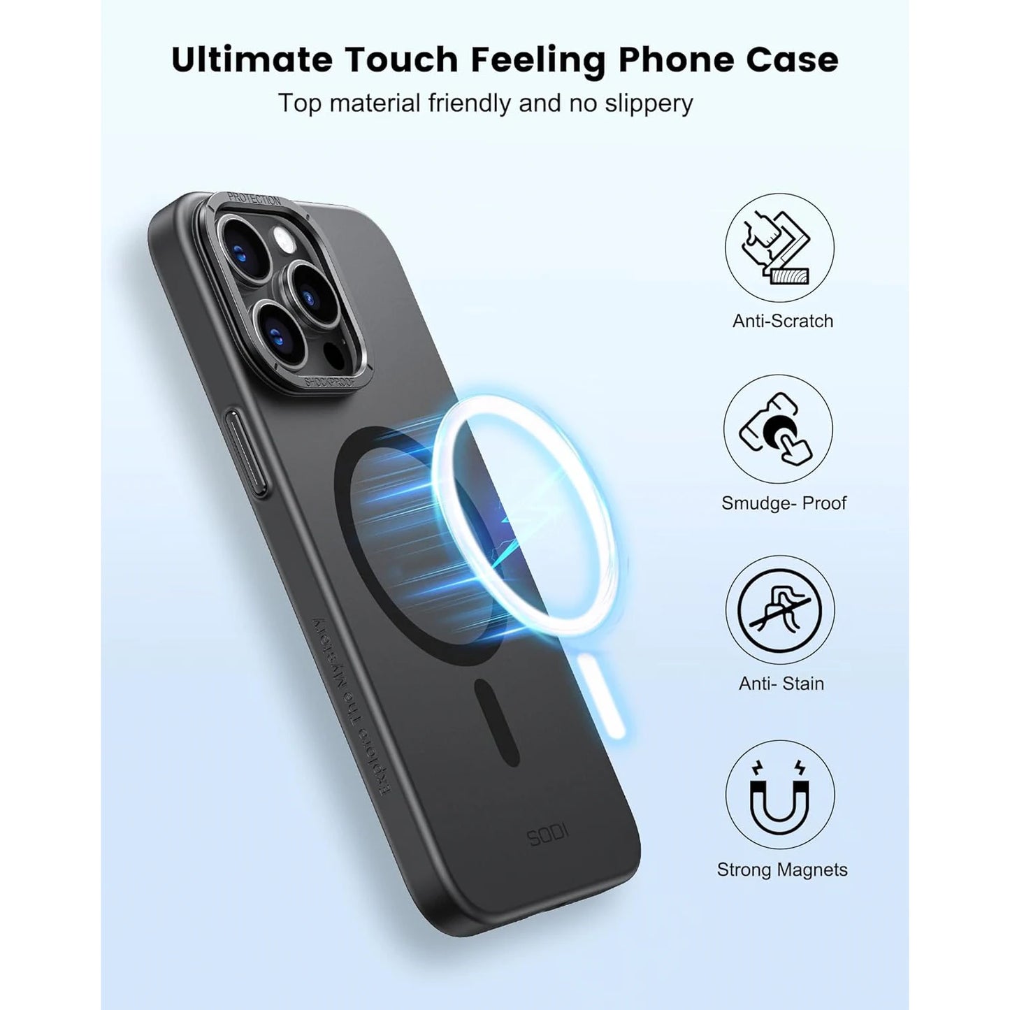 SODI Kickstand Case For iPhone 15 Pro Max Magnetic Phone Case Full Body Shockproof Cases Compatible With MagSafe SIP150