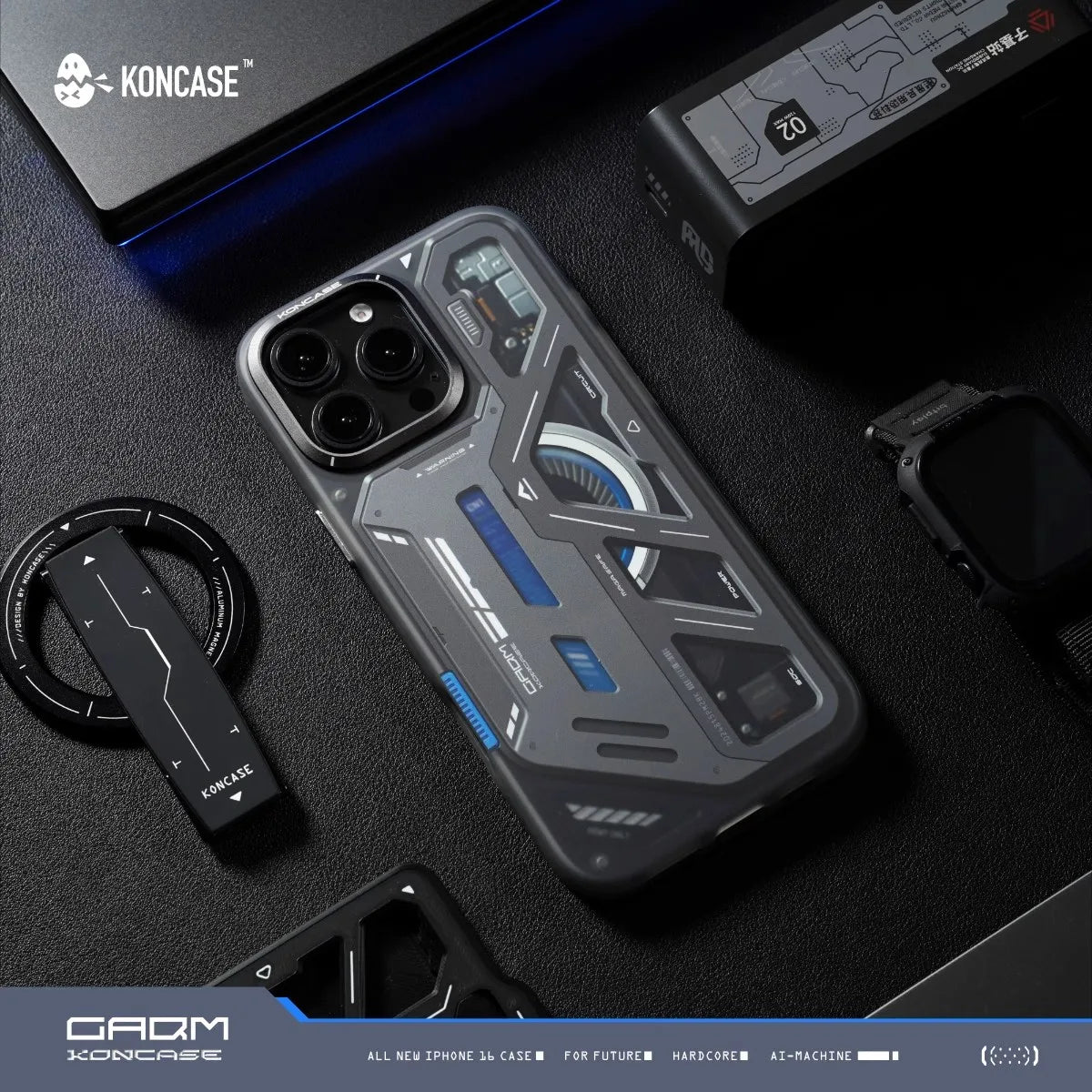 Koncase Phone Case Magnet Magnetic Anti-Drop Tpu Metal Lens Ring Aluminum Buttom N52 Phone Cover For iPhone 16 Pro Max Custom - Caseverse