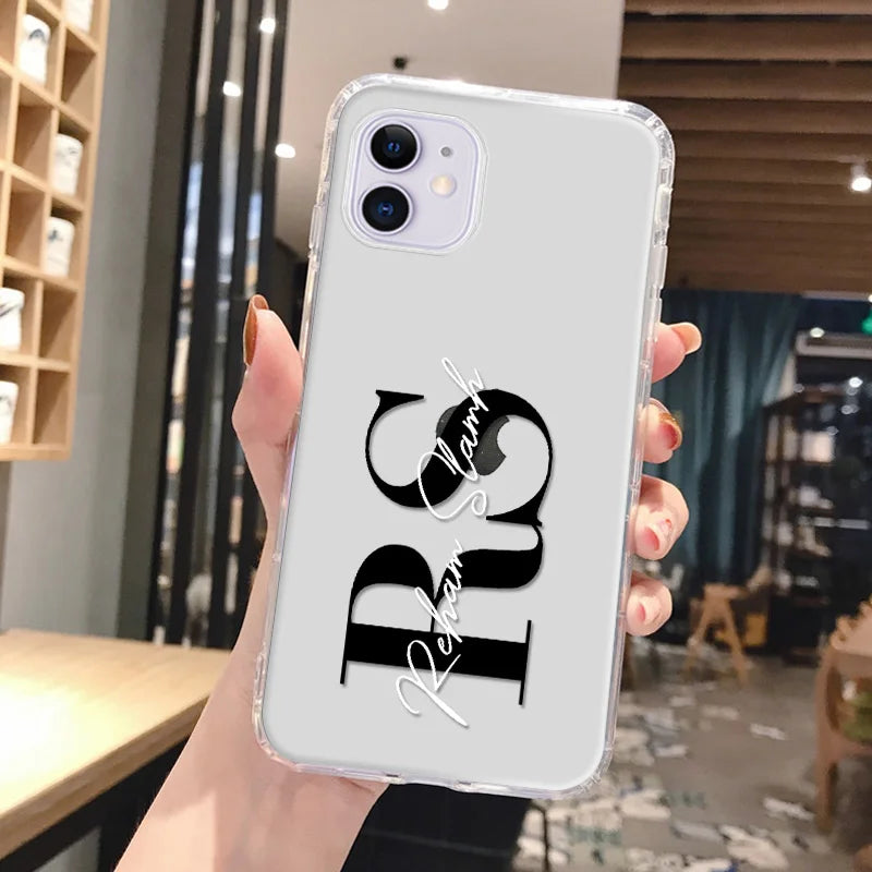 Personalized Custom Name Phone Case For iPhone 13 12 11 14 15 16 pro 16 14 15 Plus Xs MAX XR 12 13 Mini Clear Cover Capa Fundas - Caseverse