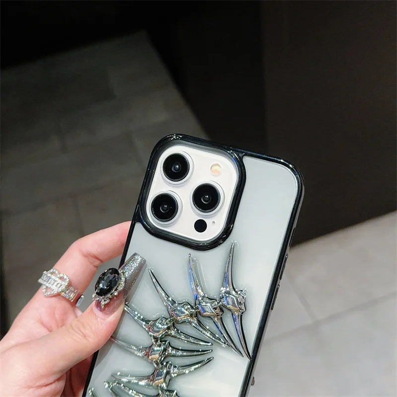 Unique design sense, three-dimensional drip glue fish bone Phone Case For iPhone 11 12 13 14 15 16 pro max - Caseverse