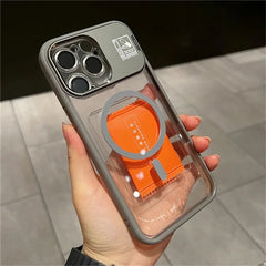 Hot Sale Glitter Metal Magnetic Phone Case with Lens Holder for iPhone 15 16 Pro 14 Plus 13 12 Pro Max 11 With Camera Protection