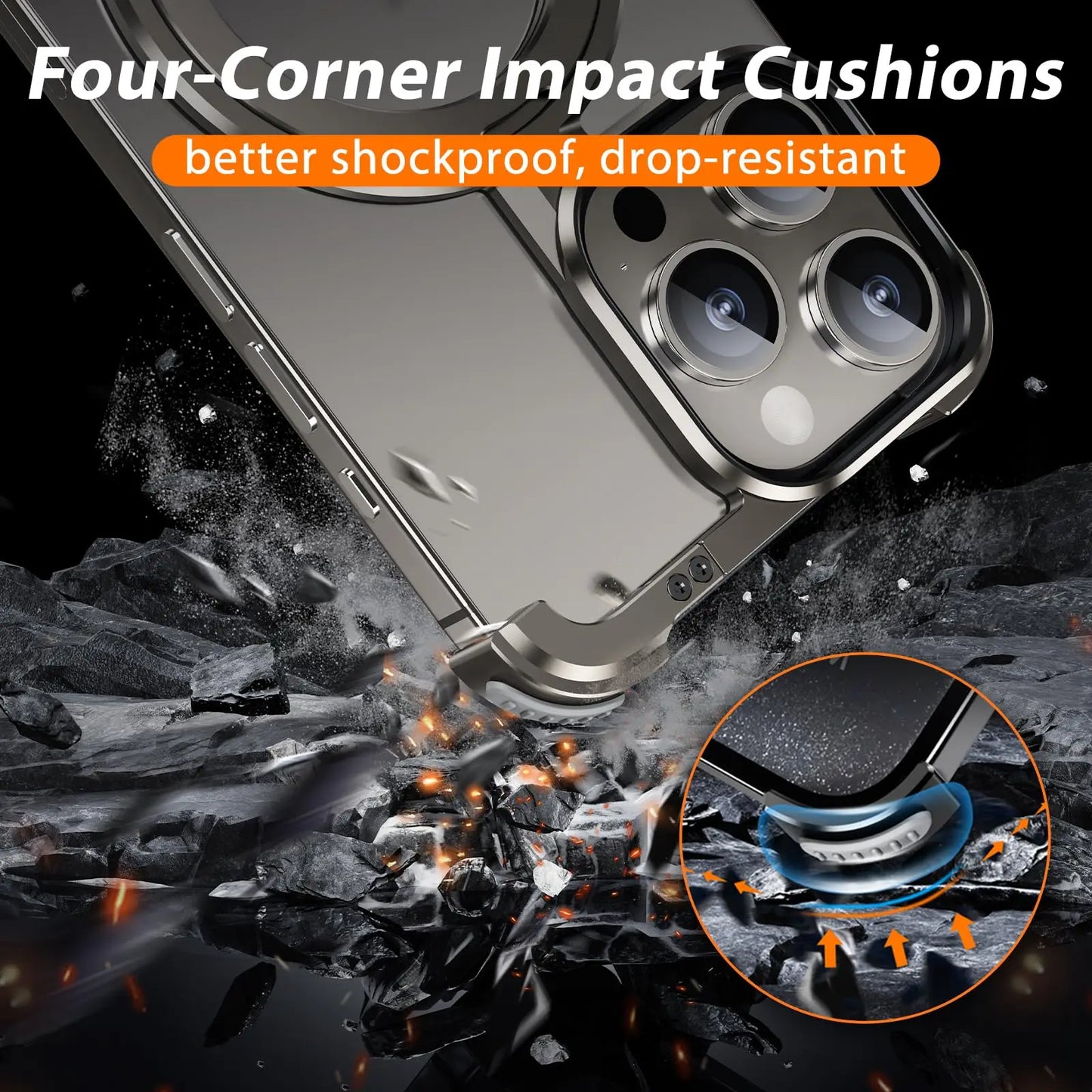 Luxury Magsafe Magnetic Metal Rimless Stand Phone Case For iPhone 16 15 14 13 Pro Max Plus Aluminum Alloy Shockproof Metal Cover
