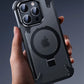 Aluminum Alloy Magnetic Stand Rimless Phone Case For iPhone 13 14 15 Pro Max 15Plus Metal Lens Shell  Frosted Matte Back Cover - Caseverse