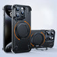 For iPhone 15 Pro Max Case Aluminum Alloy Metal Magnetic Magsafe 360° Rotate Stand Rimless car Phone holder matte leather Cover