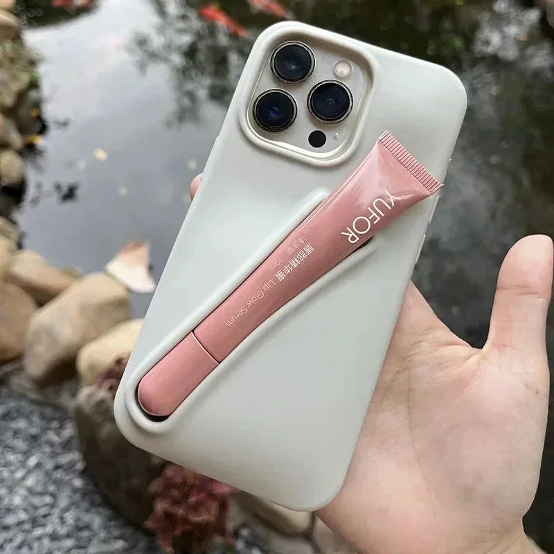 Lipstick Make-up Soft Silicone Phone Case for IPhone 16 14 15 Pro Max X Xs XR 11 13 12 Portable Lip Gloss Cover - Caseverse