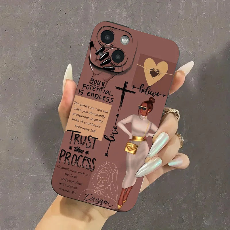 Fashionable Girl Illustration Phone Case For iPhone 17 16 15 14 13 12 11 16E X XR XS SE2 8 7 Plus Pro Max Mini Air Back Cover