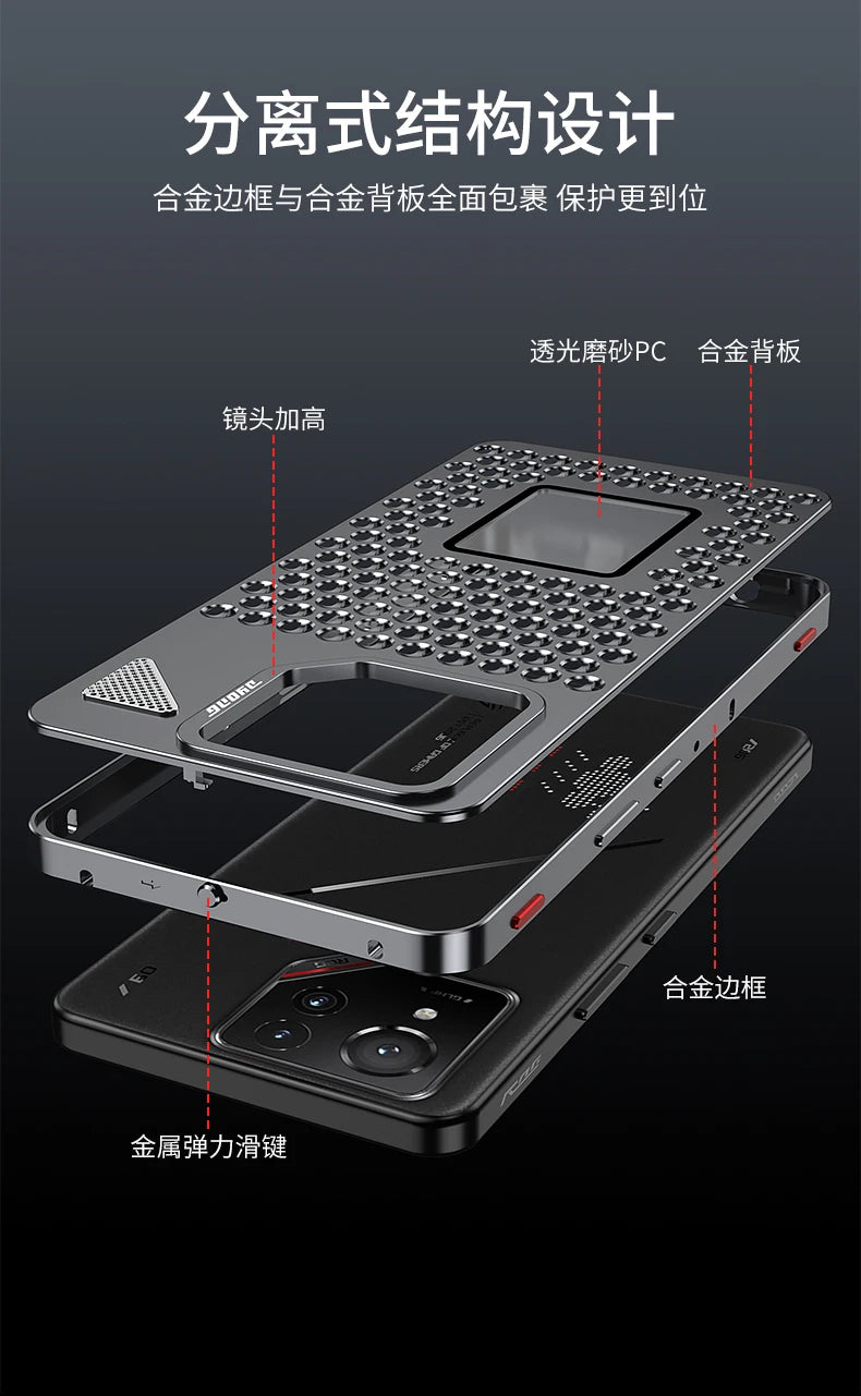 Case For ASUS ROG Phone 9 8 Pro Cover Aluminum Metal Copper Buckle Heat Dissipation Cases For Rog Phone9 Rog9 Rog8 Bumper Funda
