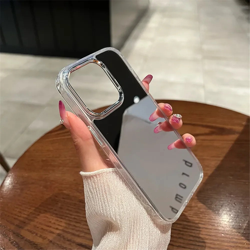Luxury Acrylic Makeup Mirror Phone Case For iPhone 16 15 14 13 12 11 Pro Max XS X XR Plating Shockproof Back Cases Cover