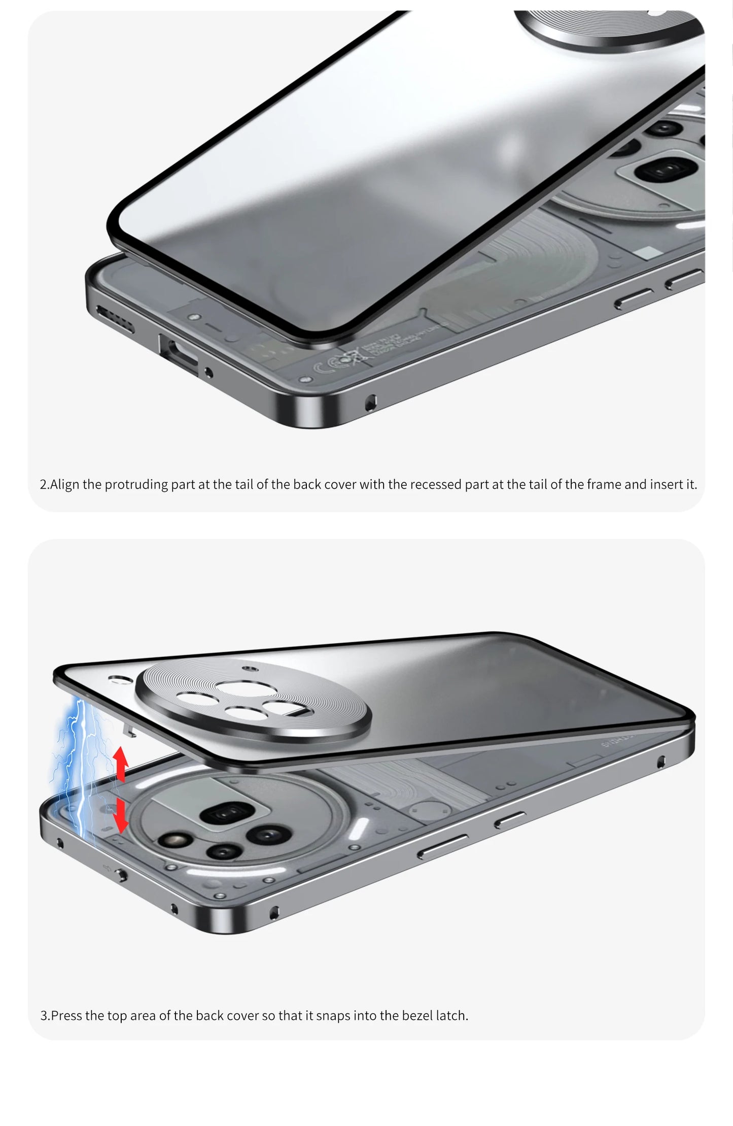 Metal Aluminium Alloy Frame Hard PC Backboard Shockproof Phone Cover for Nothing Phone 3A Pro Case