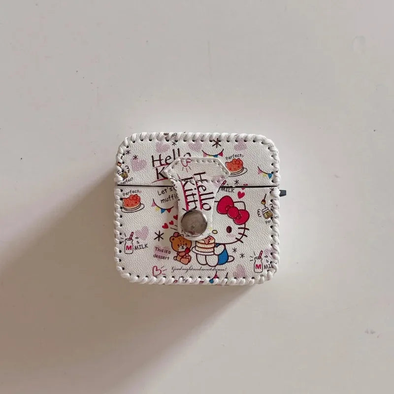Sutiable for AirPods Pro 2 Premium Leather Earphone Cases with Leather Strap Anti-lost Anti-fall Cartoon Cute AirPods 1 2 3 Case