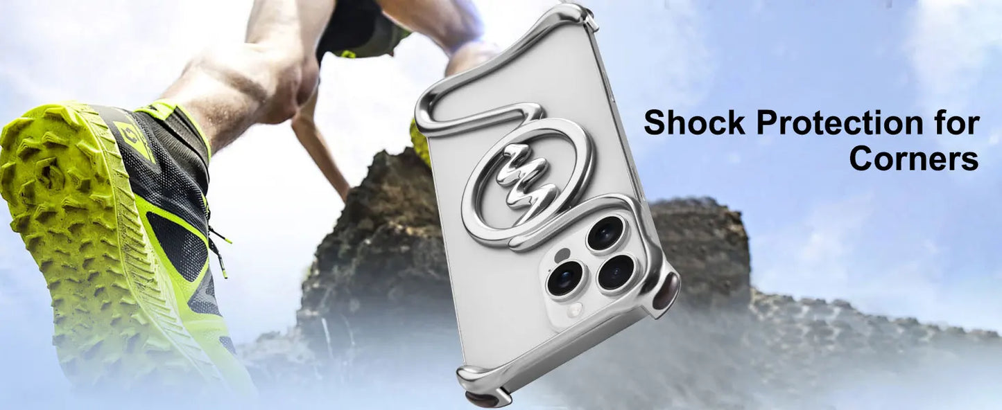 Eary Minimalist Phone Case for iPhone 16 Pro Max with Magsafe Metal Frameless Bumper Military Grade Shockproof Protector Cover