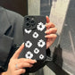 Case For iPhone 16 Cases iPhone 15 11 12 13 14 Pro Max X XS XR 7 8 16E 15 Plus Black Stylish Flower Patterned Design Phone Cover - Caseverse