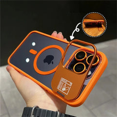 Hot Sale Glitter Metal Magnetic Phone Case with Lens Holder for iPhone 15 16 Pro 14 Plus 13 12 Pro Max 11 With Camera Protection