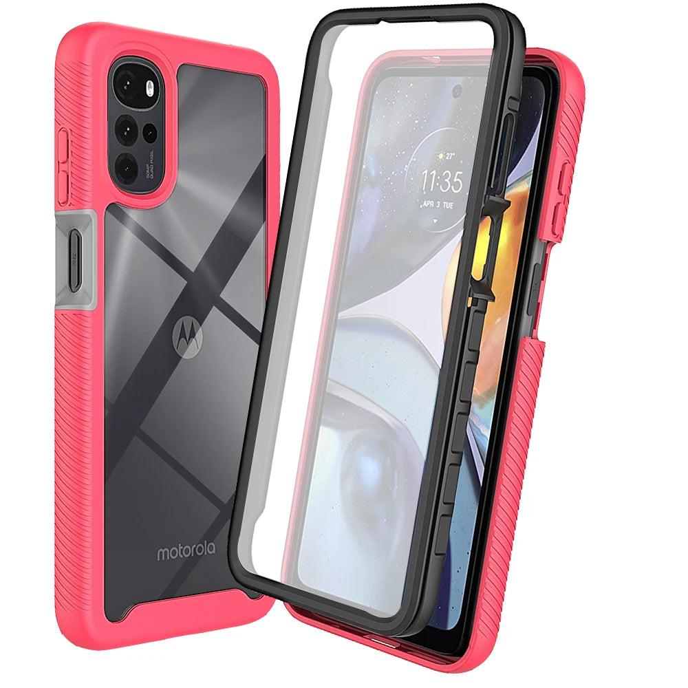 Moto E32 Shockproof Clear Case Built in Screen Protector Full Body Rugged Defender Cover for Motorola G22 Case, E32S,G52 Cases - Caseverse