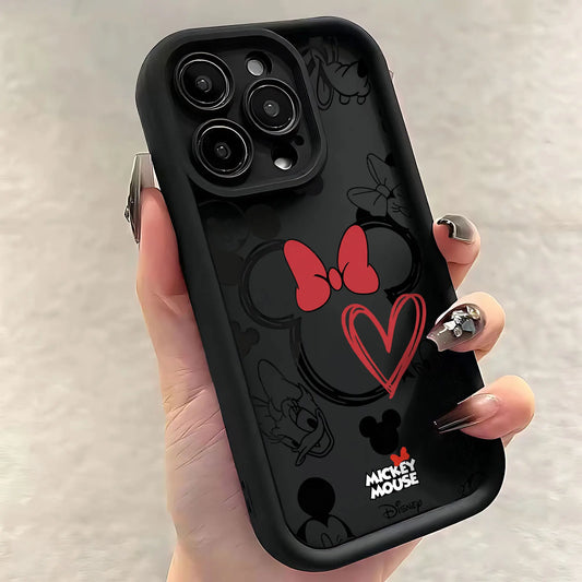 Mickeys Minnies Yk2 Red Cute Phone Case for IPhone 16 15 14 13 12 11 Pro Max Mini XR XS X 7 8 Plus Soft TPU Back Cover