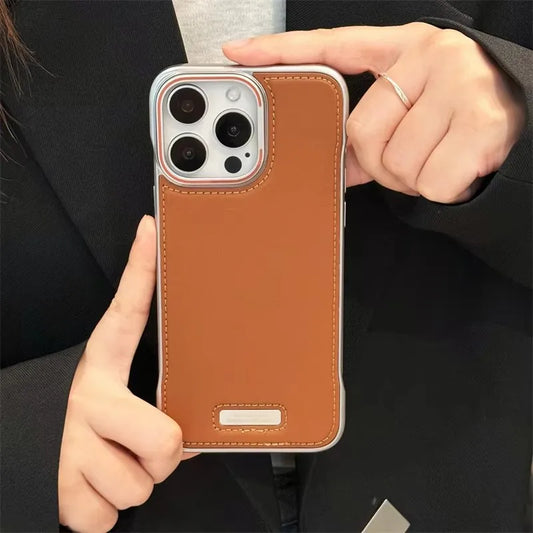 Phone Case Luxury Matte PU Leather Frameless For iPhone 16 15 14 13 12 Pro Max Plus Metal Lens Protection Shockproof Back Cover
