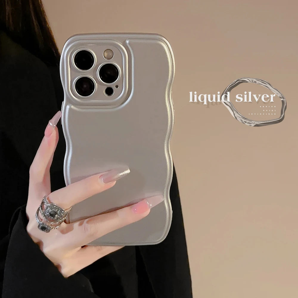 New Men Women Wave Phone Case For iPhone 12 13 14 15 16 Pro Max Shockproof Dissipate Heat Silicone Soft Cases Protective Shell - Caseverse