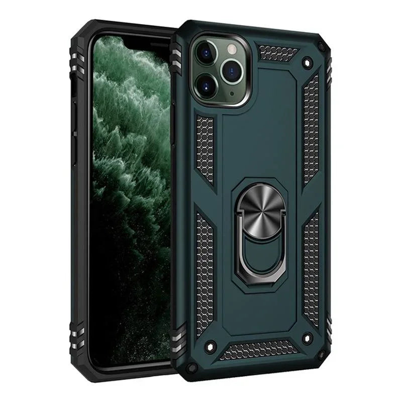 Armor Shockproof Kickstand Phone Case For iPhone 16 15 Pro Max 16 15 Plus Military Grade Anti-drop Protection Finger Ring Cover - Caseverse