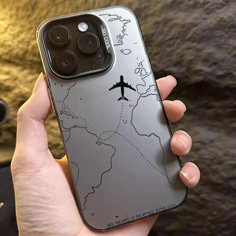 Travel-Inspired Airplane Phone Cover for iPhone 16 15 Pro Max 11 12 13 Mini 14 XS XR 7 8 Plus Shockproof Screen Protector Casing - Caseverse