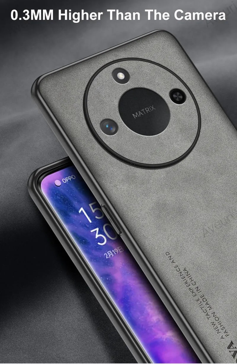 For Honor X9C Smart Case Luxury PU Leather Phone Case For Honor X9C Smart Back Cover Matte Silicone Shockproof Full Protection - Caseverse