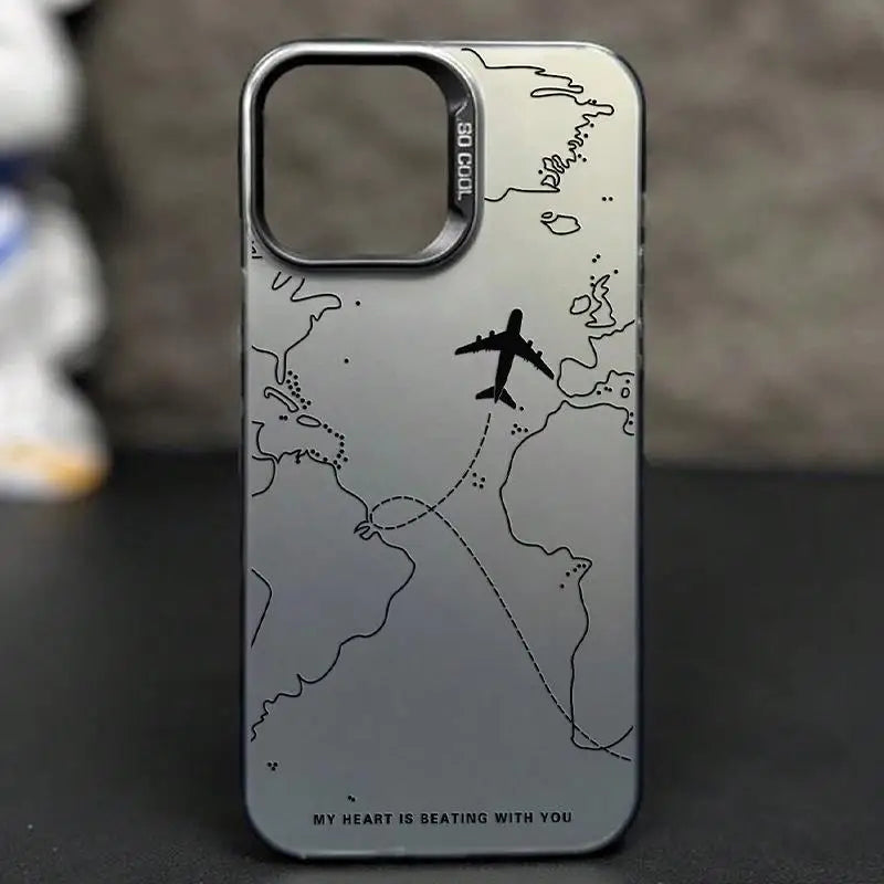 Travel-Inspired Airplane Phone Cover for iPhone 16 15 Pro Max 11 12 13 Mini 14 XS XR 7 8 Plus Shockproof Screen Protector Casing - Caseverse
