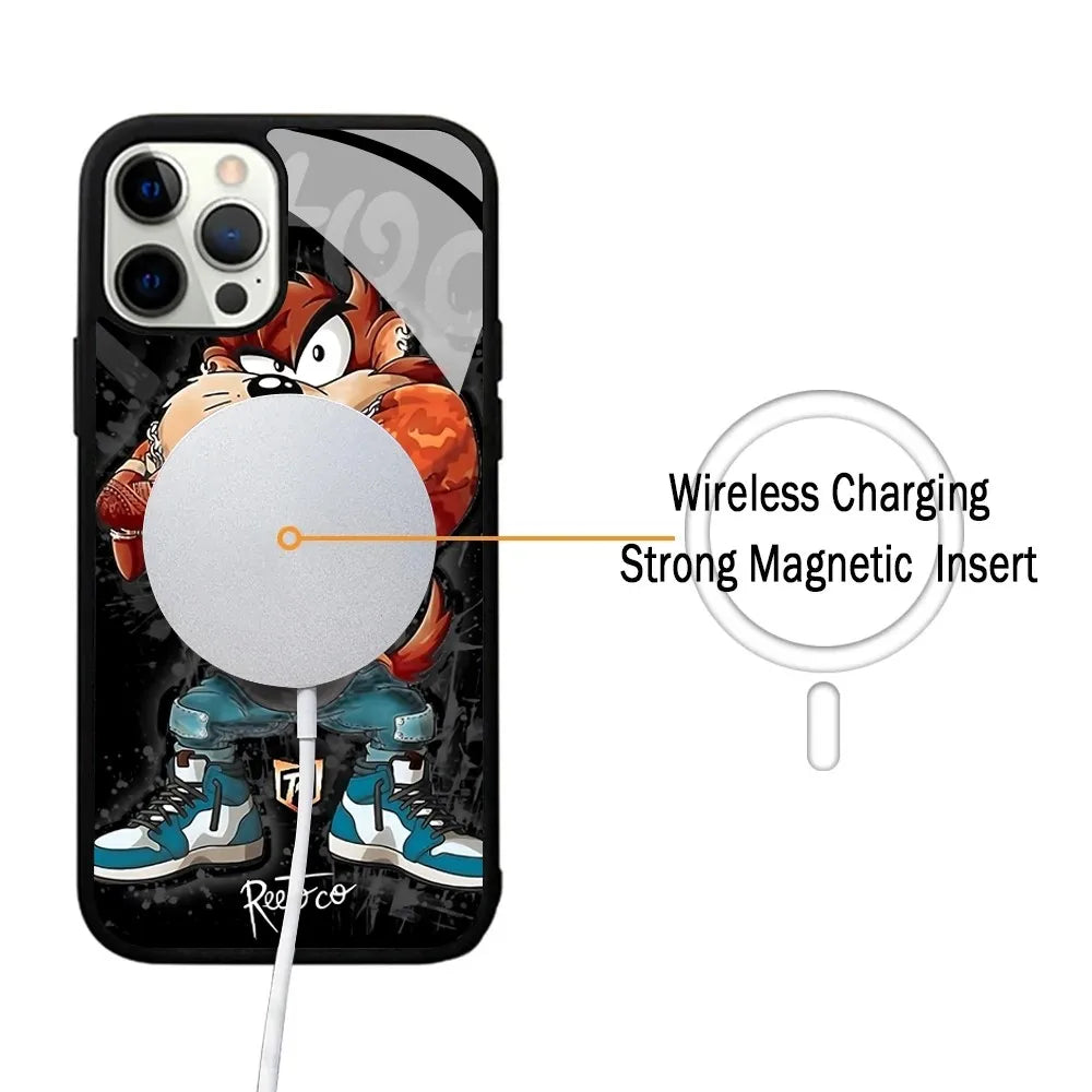 Tasmanian Devil Taz Phone Case Strong Magnetic For IPhone 15 14 13 Pro Max Mini Alex Mirror For Magsafe Wireless Charging Cover - Caseverse