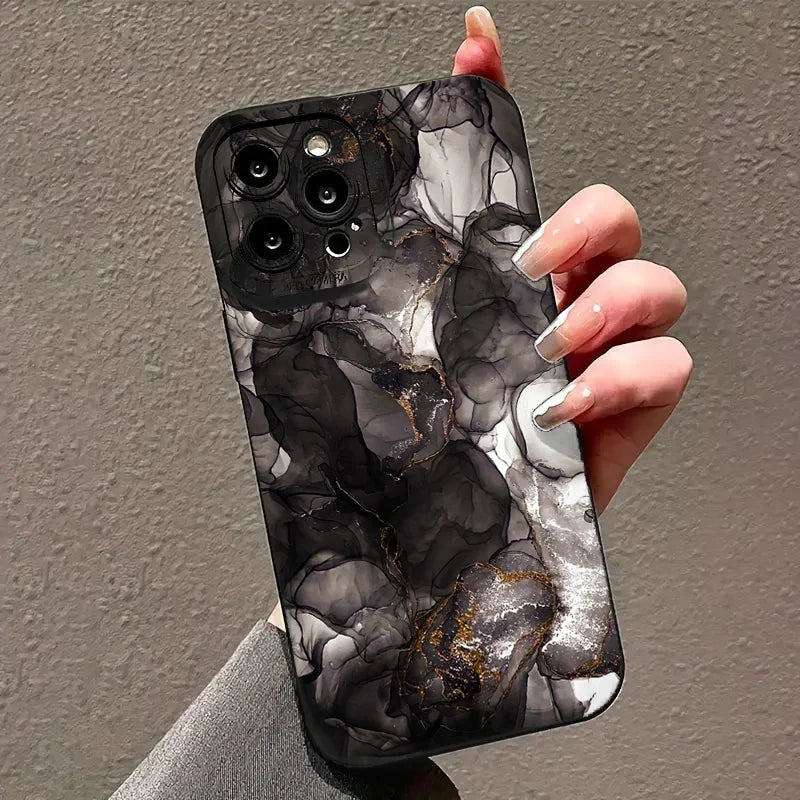 For iPhone 16 15 Pro Max Case Marble Pattern Phone Case For iPhone 14 13 12 11 XS Max XR X 7 8 Plus Shockproof Soft Bumper Cover