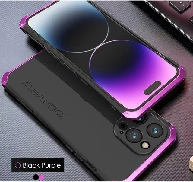 Metal Frame PC Phone Case for IPhone 13 12 14 15 Pro Max Aluminum Anti-collision Strip Silica Gel Back Cover for IPHON 15 Promax