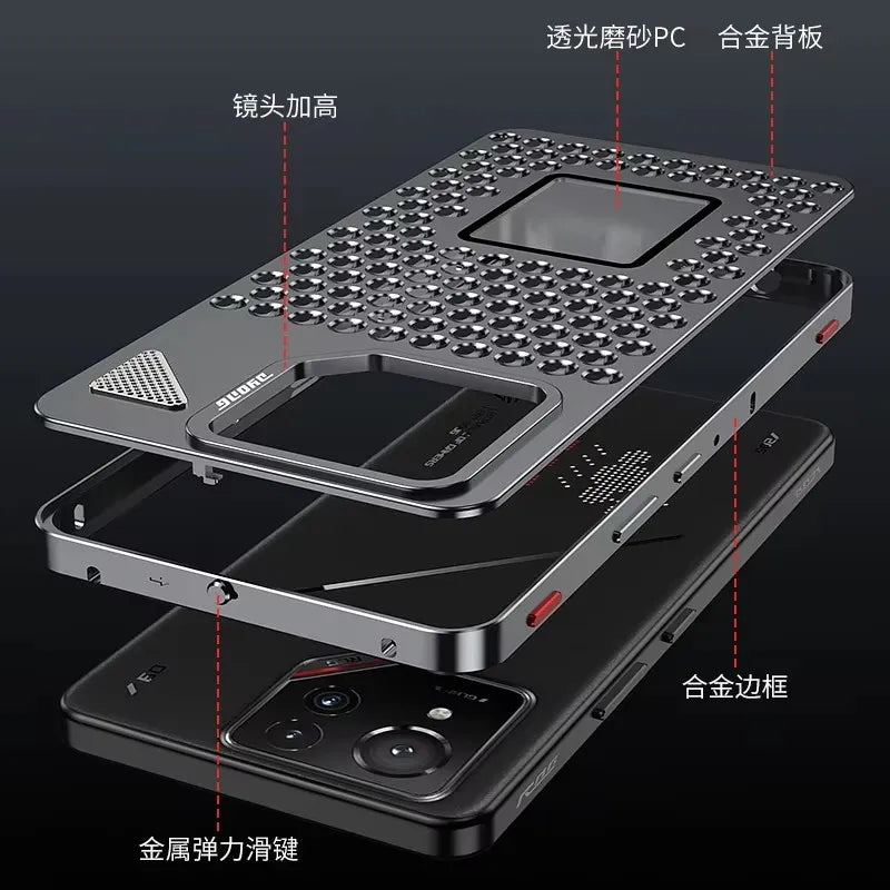 Case For ASUS ROG Phone 9 8 Pro Cover Aluminum Metal Copper Buckle Heat Dissipation Cases For Rog Phone9 Rog9 Rog8 Bumper Funda