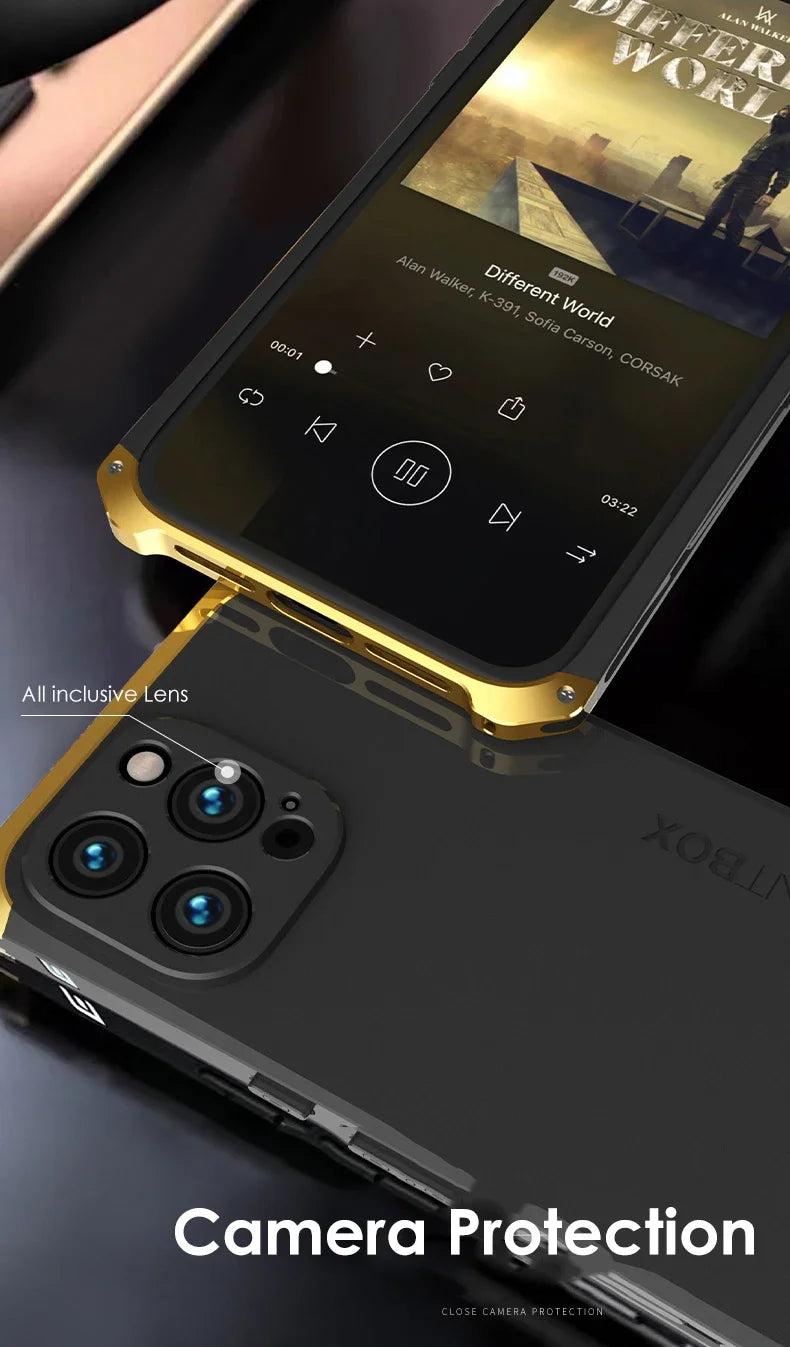 Metal Frame PC Phone Case for IPhone 13 12 14 15 Pro Max Aluminum Anti-collision Strip Silica Gel Back Cover for IPHON 15 Promax