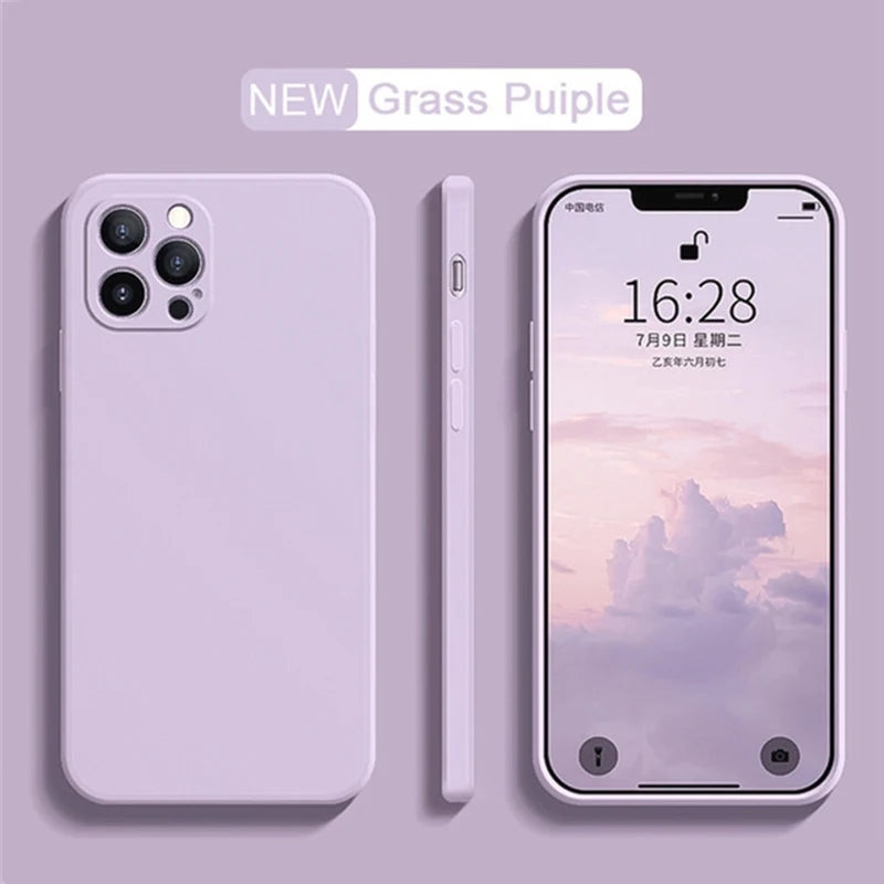 Luxury Liquid Silicone Shockproof Case for iPhone 14 15 Plus X XS XR Max Mini Back Soft Cover - Caseverse