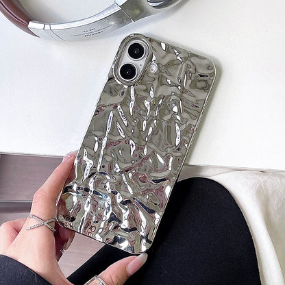 Stylish Metal Color Silver Meteorite Texture Case For iPhone 16 Pro Max 15 14 13 12 11 16 plus Soft TPU Anti-knock Cover