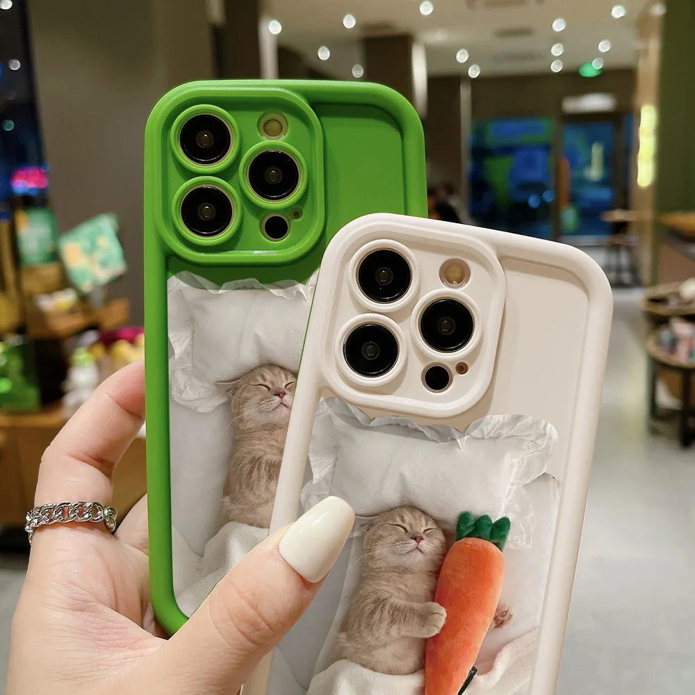 Candy Color Cute Cat Phone Case For iPhone 12 13 14 - Caseverse
