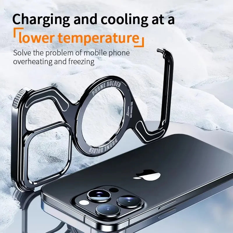 Shockproof Phone Case Z Shape Metal Frame for iPhone 16 Pro 15 14 13 Pro Max Plus Full Aluminium Alloy Magnetic Bracket Cases