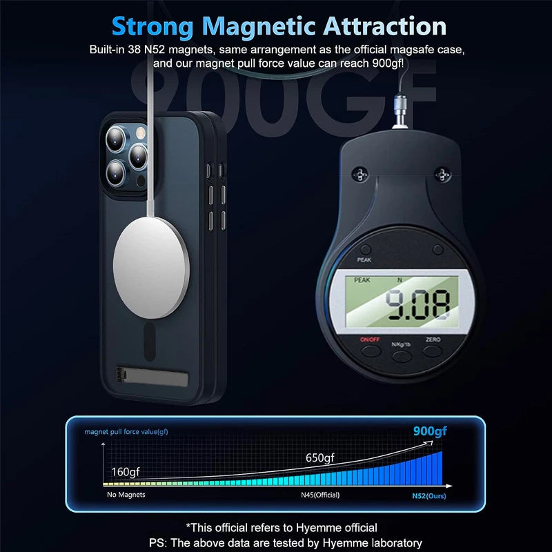 Magnetic Phone Case with Metal Stand for iPhone 16 15 14 13 12 Pro Max Plus Translucent Mobile Cases Military Grade Back Cover