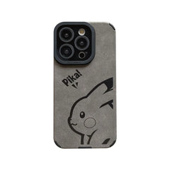 Luxury Pokemon Pikachu Matte Soft Leather Phone Case For iPhone 15 14 13 12 11 Pro Max Lens Protection Shockproof Silicone Cover
