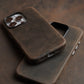 YMW Italian Crazy Horse Genuine Leather Case for iPhone 16 Pro Max 15 14 Personality Cowhide Magnetic Phone Cover - Caseverse